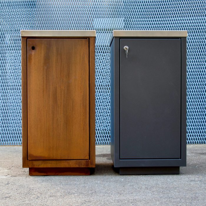Porta Rifiuti in Acciaio Corten e Alluminio Verniciato